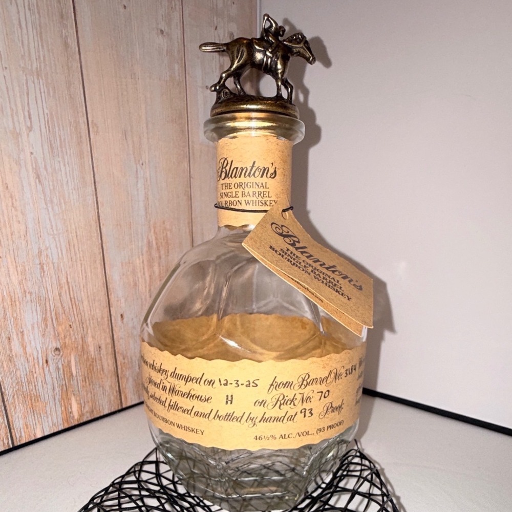 Blanton's Empty Bourbon Bottle Men 750ml Clear Excellent Horse Stopper Letter O